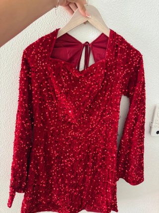Vestido de fiesta lentejuelas rojo Talla S