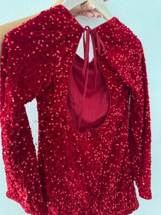 Vestido de fiesta lentejuelas rojo Talla S