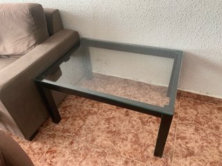 Mesa de centro cristal y metal