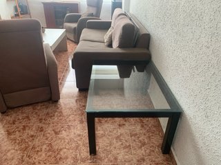 Mesa de centro cristal y metal