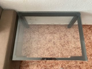 Mesa de centro cristal y metal