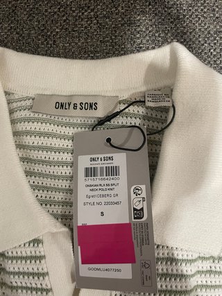 Camiseta Only&Sons Rayas Blanca y Verde Talla S