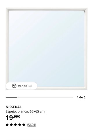 Espejo NISSEDAL Blanco 65x65 cm