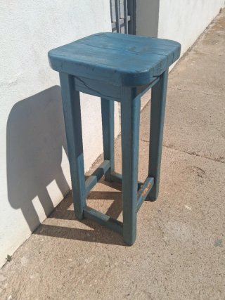 Taburete Madera Maciza Azul 71.5 cm