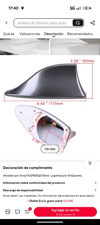 Aleta Antena Coche Universal Azul