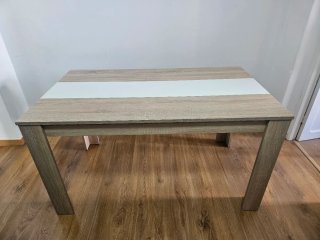 Mesa Comedor Madera Marrón y Blanca