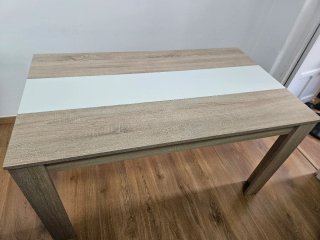 Mesa Comedor Madera Marrón y Blanca