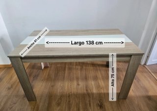 Mesa Comedor Madera Marrón y Blanca