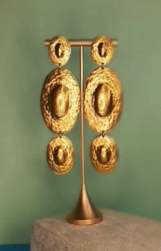 Pendientes XL Dorados Martelé Triple Óvalo