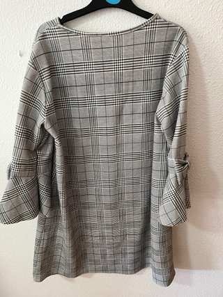 Vestido cuadros manga 3/4 lazo Talla L