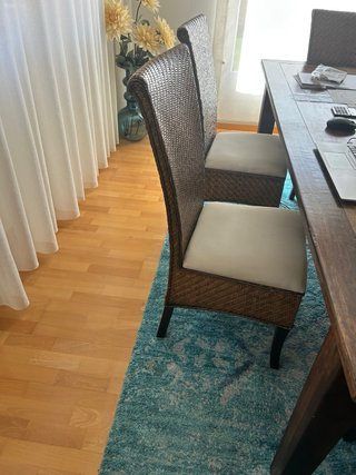 Conjunto de 6 Sillas de comedor de mimbre y madera
