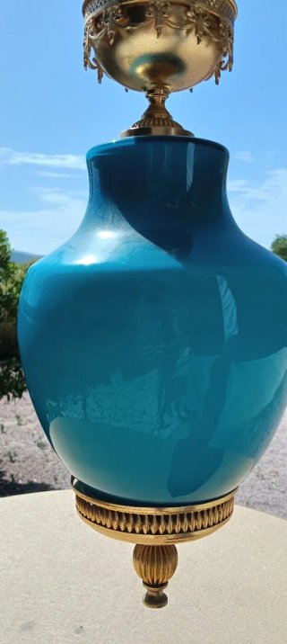 Lámpara colgante cristal azul Art Deco