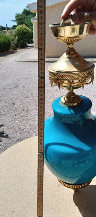 Lámpara colgante cristal azul Art Deco
