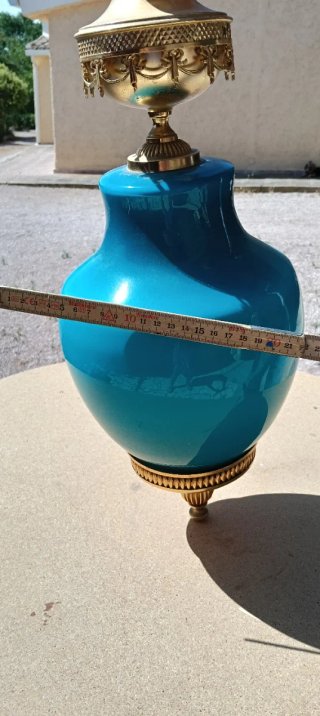 Lámpara colgante cristal azul Art Deco
