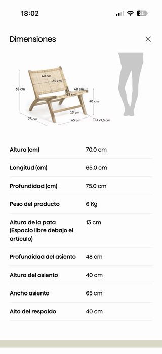 Sillón Beida Kave Home Ratán y Madera