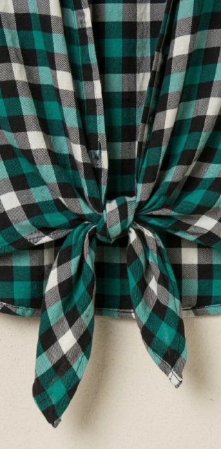 Camisa sin mangas cuadros estilo tie-front