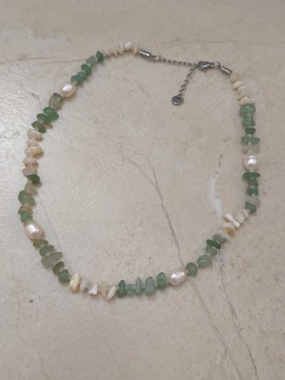 Collar Piedra Natural y Perlas