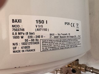 Termo eléctrico vertical Baxi 150L