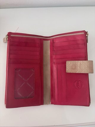 Billetera grande de piel Cacharel roja