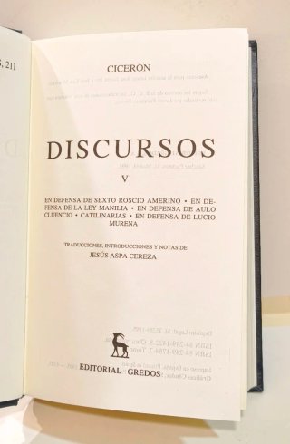 Libro Discursos V Cicerón Gredos Clásicos