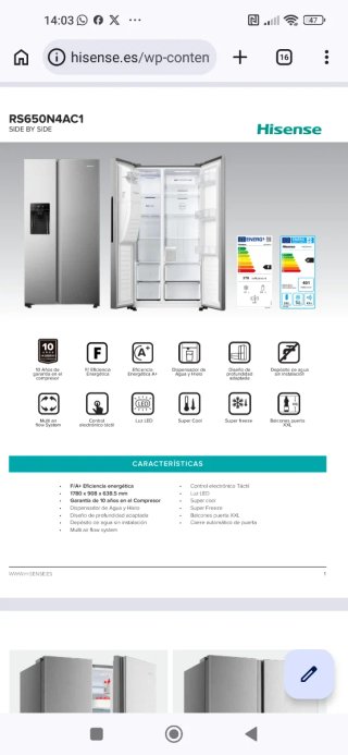 Frigorífico Hisense Americano