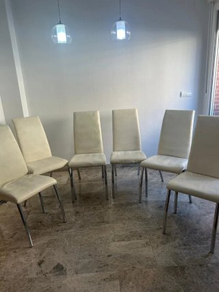Juego de 6 Sillas Beige y Plata