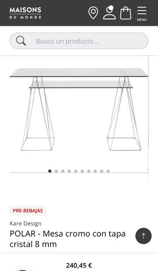 Mesa cristal caballetes metal Maison du Monde
