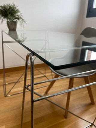 Mesa cristal caballetes metal Maison du Monde