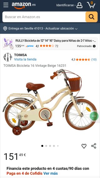 Bicicleta infantil niña y niño.