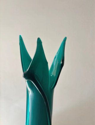 Vaso Murano Vintage Vetro Blu Petrolio