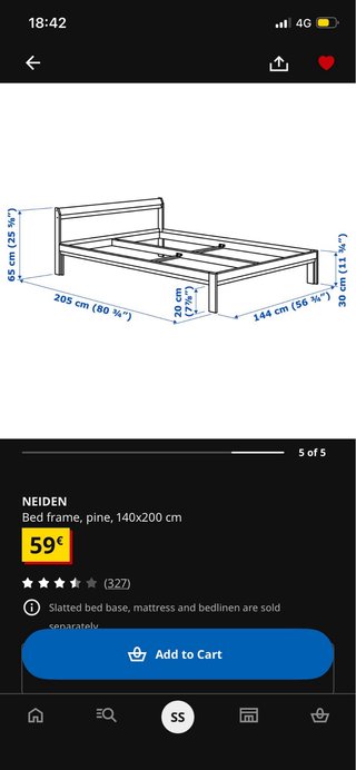 Cama doble de madera Ikea