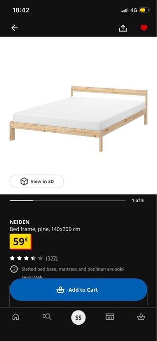 Cama doble de madera Ikea