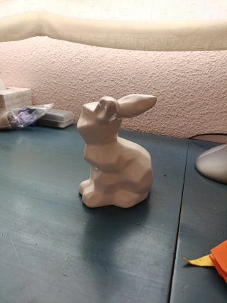 Figura Conejo Cerámica Blanca Decorativa