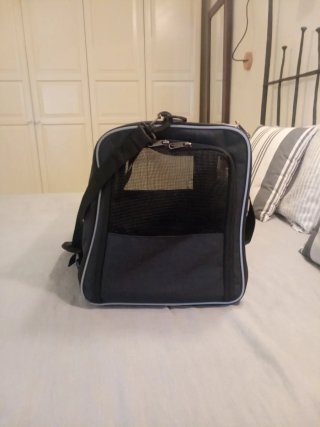 Transportín plegable gato/perro pequeño negro