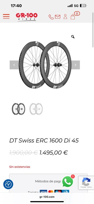 Ruedas DT Swiss ERC 1600 45 SRAM