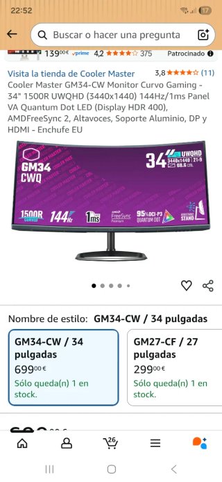 Monitor Curvo 34 Pulgadas como nuevo