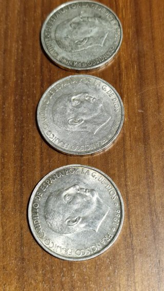Lote 3 monedas 100 pesetas plata 1966