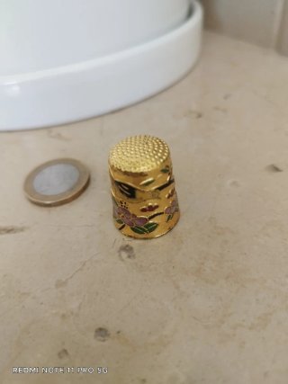 Ditale Vintage Metallo Smaltato Decorato