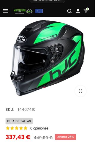 Casco Moto HJC RPHA 70 Negro y Verde