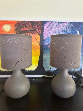 2 Lámparas Mesita Noche Gris