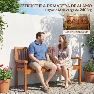 Banco Jardín Madera 2 Plazas Exterior
