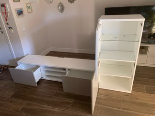 Mueble salón bicolor vitrina y cajones