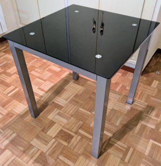 Mesa cristal negro y metal 70x70cm