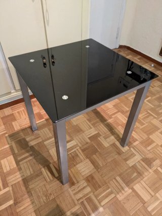Mesa cristal negro y metal 70x70cm