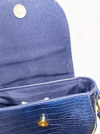 Bolso Pieces azul efecto piel cocodrilo