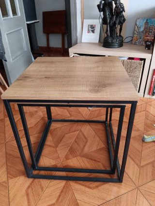 Mesa auxiliar doble madera y mets 50/50 45/45abajo