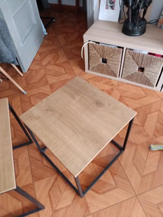Mesa auxiliar doble madera y mets 50/50 45/45abajo