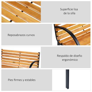 Banco de Jardín Madera 2 Plazas 122x60x83 cm
