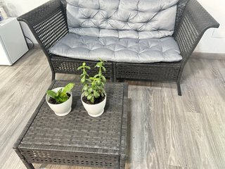 Sofá y mesa de jardín ratán