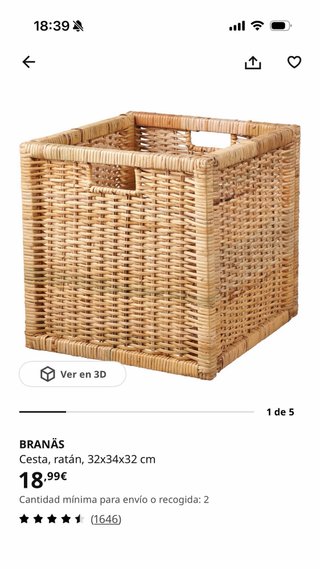 4 Cestas de mimbre IKEA BRANÄS.  Cada cesta 9€